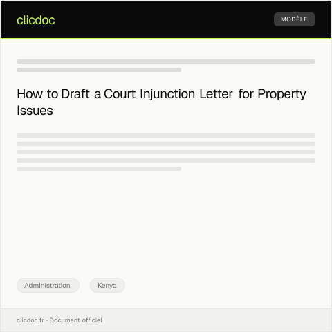 Document preview: Application for Court Injunction Regarding Property Dispute — Administration, Kenya