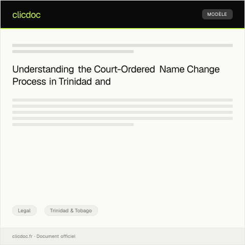Document preview: Application for a Court-Ordered Name Change (NC 030) — Legal, Trinidad & Tobago