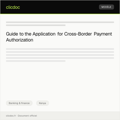 Document preview: Application for Cross-Border Payment Authorization (Form BK-CBP057) — Banking & finance, Kenya