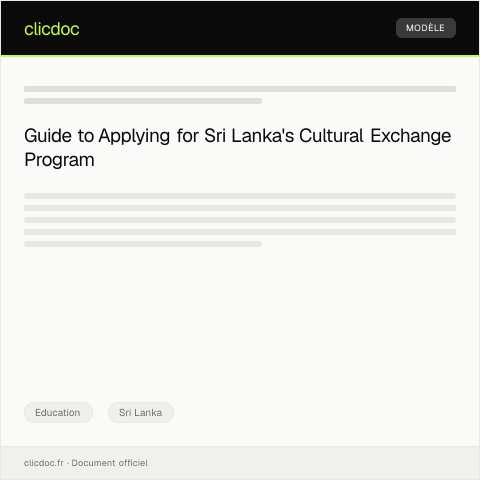 Document preview: Application for Cultural Exchange Program — Education, Sri Lanka