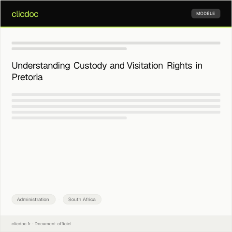 Document preview: Application for Custody and Visitation Rights in Family Court in Pretoria — Administration, South Africa