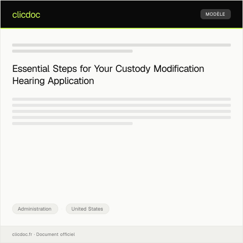 Document preview: Application for Custody Modification Hearing — Administration, United States