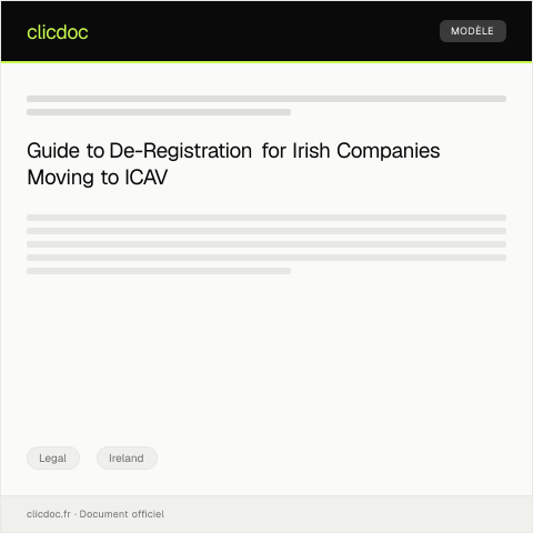 Document preview: Application by Irish Company to be De-Registered as an Irish Company Following Change to ICAV — Legal, Ireland