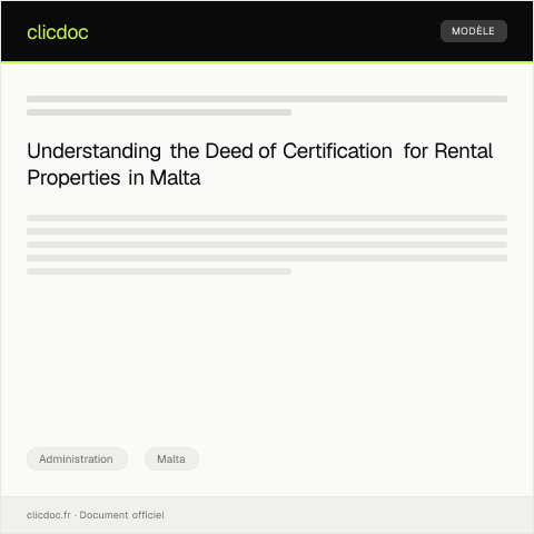 Document preview: Application for Deed of Certification for Rental Property Ownership — Administration, Malta