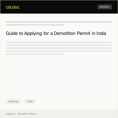 Document preview: Application for Demolition Permit of Unauthorised Structure (Local Authorities) — Housing, India