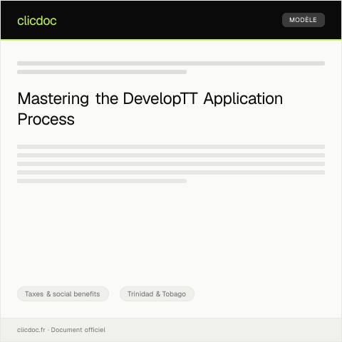 Document preview: Application for Development Incentives (DevelopTT) — Taxes & social benefits, Trinidad & Tobago