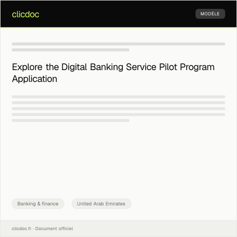 Document preview: Application for Digital Banking Service Pilot Program / طلب الانضمام لبرنامج تجريبي للخدمات الرقمية — Banking & finance, United Arab Emirates