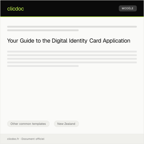 Document preview: Application for Digital Identity Card / Tono mō te Kāri Tuakiri Matihiko — Other common templates, New Zealand