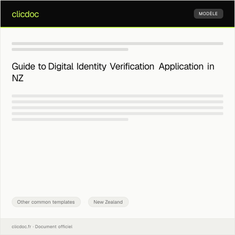 Document preview: Application for Digital Identity Verification / Tono mō te Whakau i te Tuakiri Matihiko — Other common templates, New Zealand