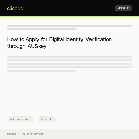 Document preview: Application for Digital Identity Verification through AUSkey — Administration, Australia
