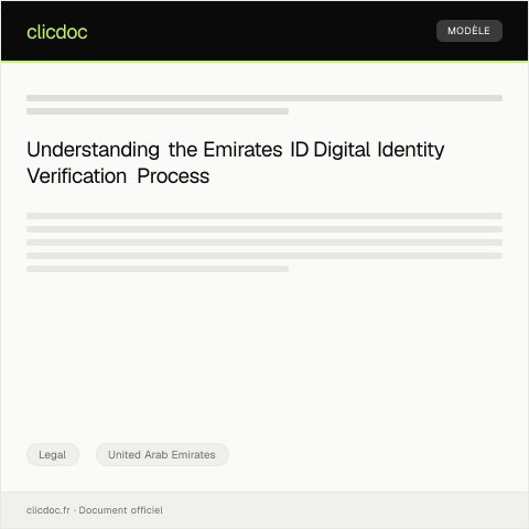 Document preview: Application for Digital Identity Verification via Emirates ID — Legal, United Arab Emirates