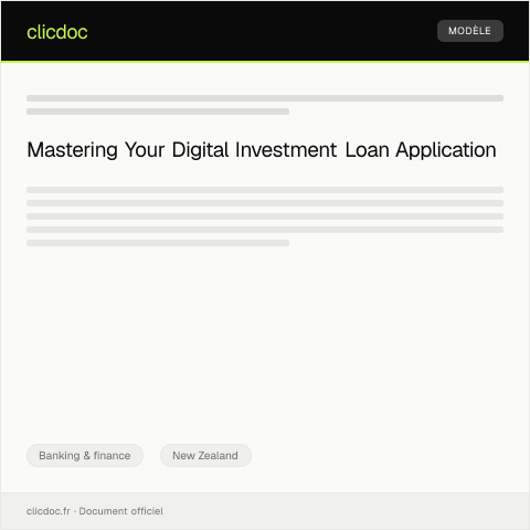 Document preview: Application for a Digital Investment Loan / Tono mō te nama haumi ā-ipurangi — Banking & finance, New Zealand