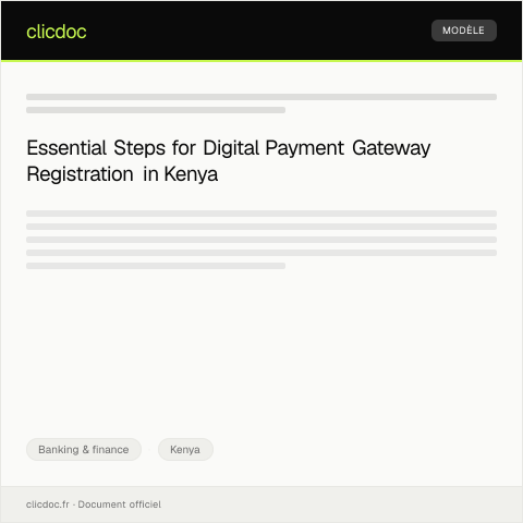 Document preview: Application for Digital Payment Gateway Registration (Form BK-DIG051) — Banking & finance, Kenya