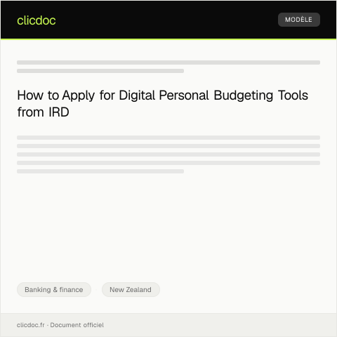 Document preview: Application for Digital Personal Budgeting Tools / Tono mō ngā taputapu whakarite tahua whaiaro — Banking & finance, New Zealand