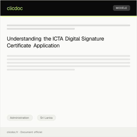 Document preview: Application for Digital Signature Certificate from ICTA — Administration, Sri Lanka