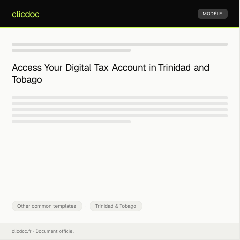 Document preview: Application for Digital Tax Account (e-Tax Portal Access) — Other common templates, Trinidad & Tobago