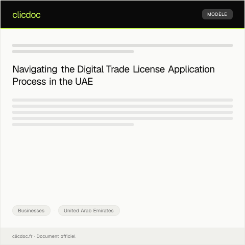 Document preview: Application for Digital Trade License — Businesses, United Arab Emirates