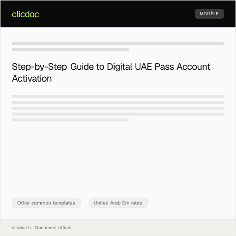 Document preview: Application for Digital UAE Pass Account Activation — Other common templates, United Arab Emirates