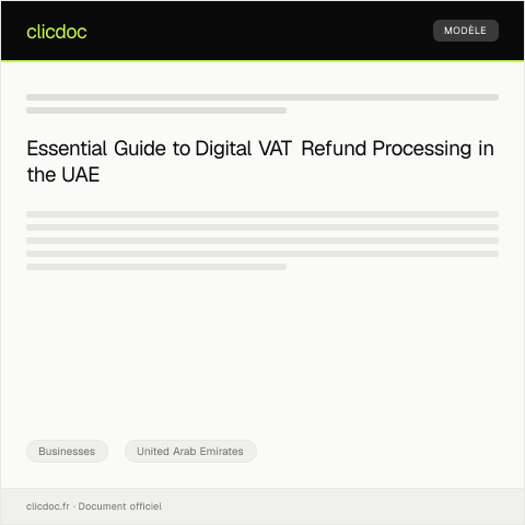 Document preview: Application for Digital VAT Refund Processing — Businesses, United Arab Emirates