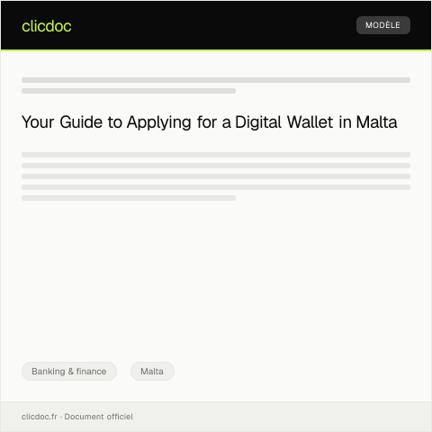 Document preview: Application for Digital Wallet — Banking & finance, Malta