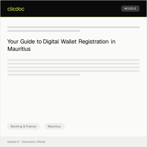 Document preview: Application for Digital Wallet Registration — Banking & finance, Mauritius