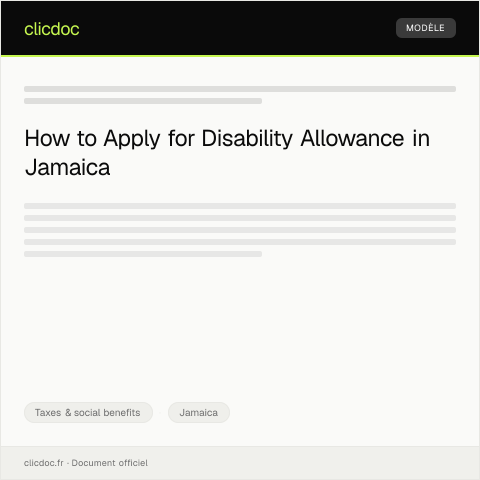 Document preview: Application for Disability Allowance through Jamaica Social Security — Taxes & social benefits, Jamaica