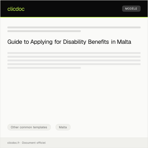 Document preview: Application for Disability Benefits / Applikazzjoni Għall-Għajnuna Għall-Disabilità — Other common templates, Malta