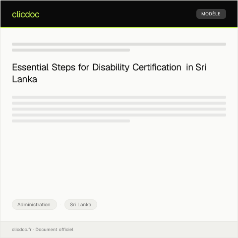 Document preview: Application for Disability Certification from Medical Officer of Health — Administration, Sri Lanka