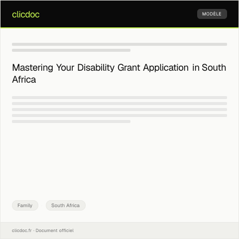 Document preview: Application for Disability Grant — Family, South Africa