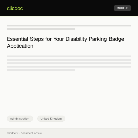 Document preview: Application for Disability Parking Badge — Administration, United Kingdom