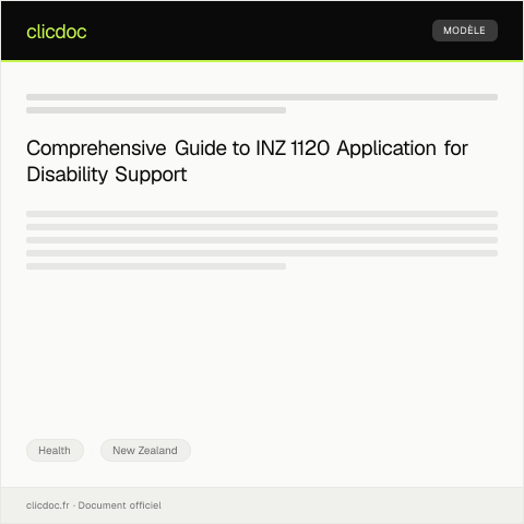 Document preview: Application for Disability Support Services (INZ 1120) - tono mō ngā ratonga tautoko hauā — Health, New Zealand