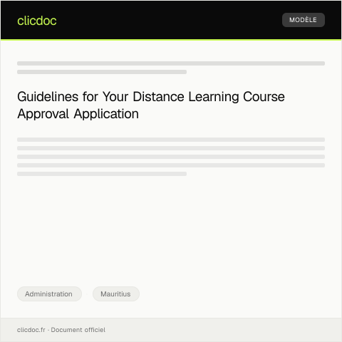 Document preview: Application for Distance Learning Course Approval from the University of Mauritius — Administration, Mauritius