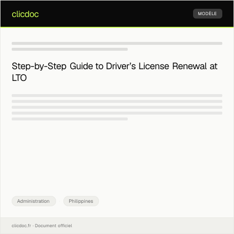 Document preview: Application for Driver’s License Renewal at Land Transportation Office — Administration, Philippines