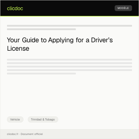 Document preview: Application for Driver’s License — Vehicle, Trinidad & Tobago