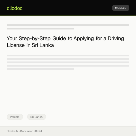 Document preview: Application for Driving License — Vehicle, Sri Lanka