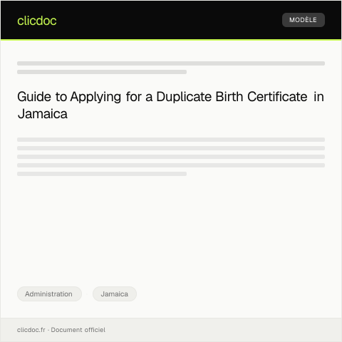 Document preview: Application for Duplicate Birth Certificate from Registrar General’s Department — Administration, Jamaica