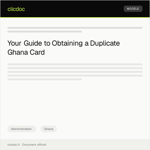 Document preview: Application for Duplicate Ghana Card at the National Identification Authority — Administration, Ghana