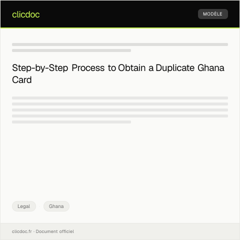 Document preview: Application for Duplicate Ghana Card in Case of Loss or Theft — Legal, Ghana