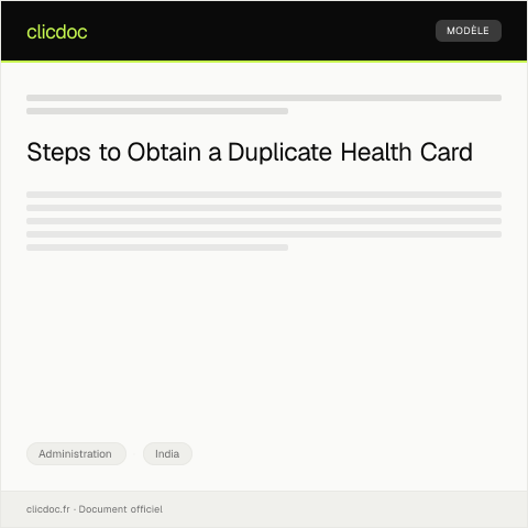 Document preview: Application for Duplicate Health Card under Employee Health Insurance Scheme — Administration, India