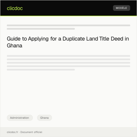Document preview: Application for Duplicates of Land Title Deed from Lands Commission — Administration, Ghana