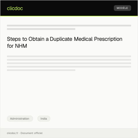 Document preview: Application for Duplicate Medical Prescription and Treatment Record of NHM — Administration, India