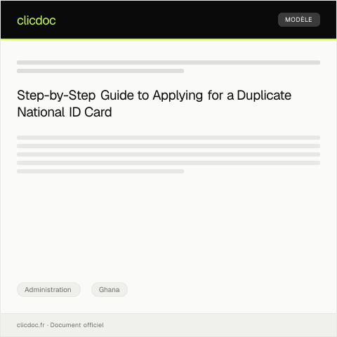 Document preview: Application for Duplicate National ID Card from the National Identification Authority — Administration, Ghana