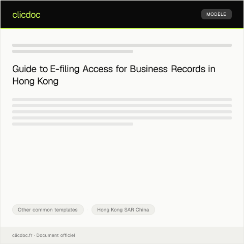 Document preview: Application for E-filing Access for Business Records (電子申報商業記錄存取申請) — Other common templates, Hong Kong SAR China