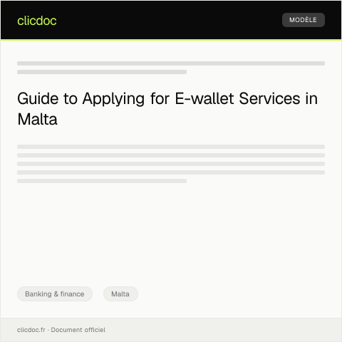 Document preview: Application for E-wallet Services — Banking & finance, Malta