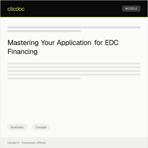 Document preview: Application for Export Development Canada (EDC) Financing — Business, Canada