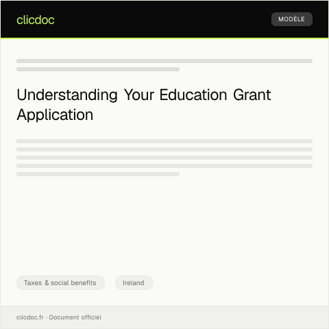 Document preview: Application for Education Grant or Assistance — Taxes & social benefits, Ireland