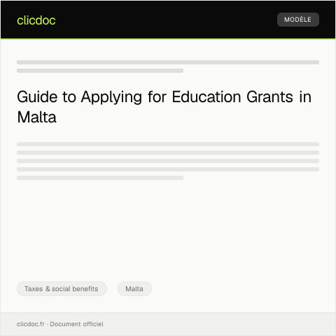 Document preview: Application for Education Grants — Taxes & social benefits, Malta
