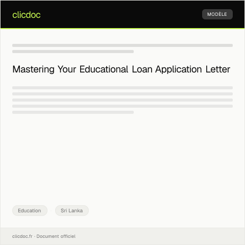 Document preview: Application for Educational Loan — Education, Sri Lanka