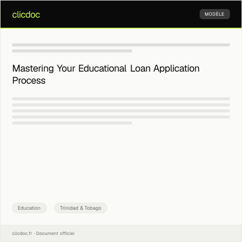 Document preview: Application for Educational Loan — Education, Trinidad & Tobago