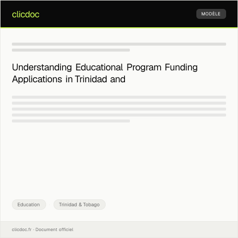Document preview: Application for Educational Program Funding — Education, Trinidad & Tobago